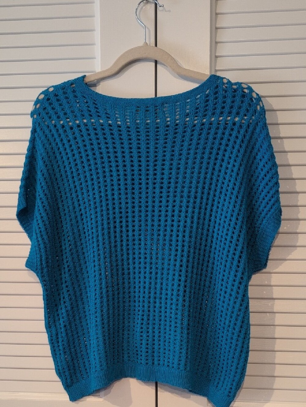Zenana Open-Knit Scoop Neck Sweater in Teal NWOT Size L - Picture 3 of 6